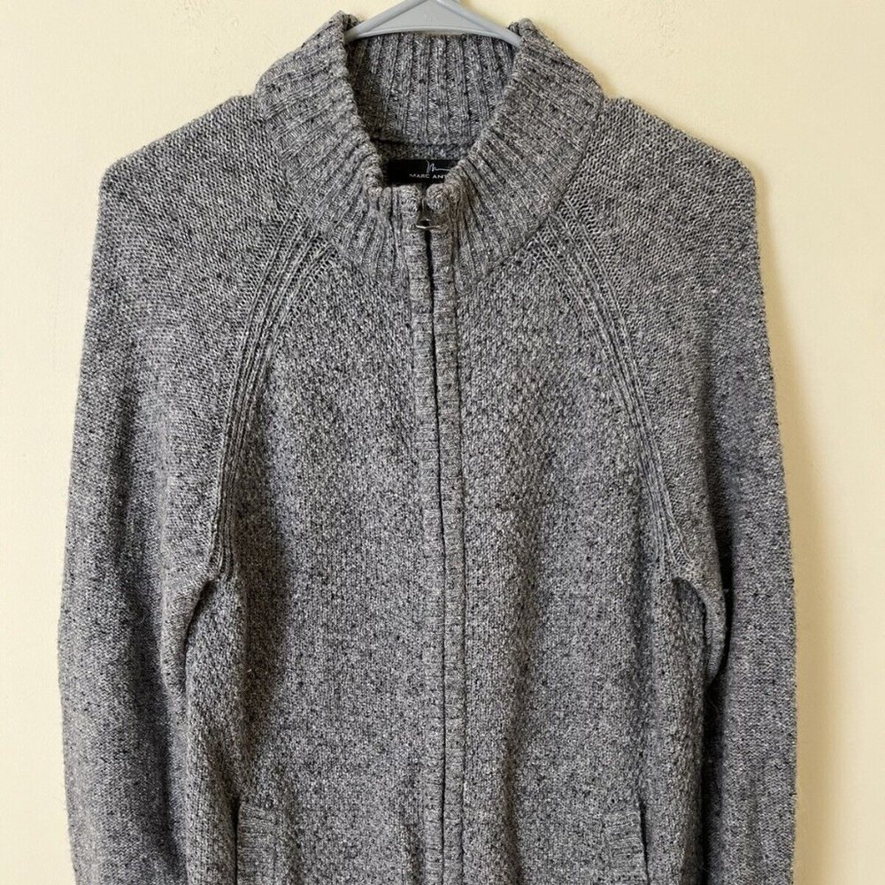 Marc Anthony Mens S Grey Wool Alpaca Blend Full Zip Cardigan Sweater